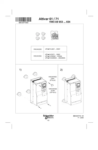 schneider施耐德Instruction sheet - Kit DNV 690V without filter - VW3A9653_ 654